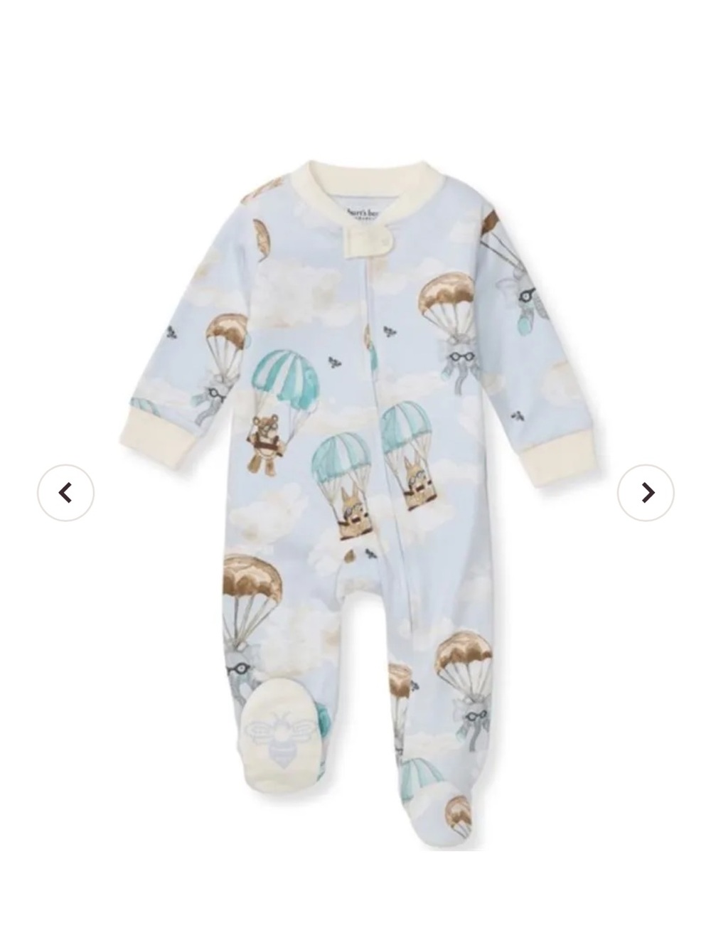 NWT Burts Bees 0-3 Month Parachute Printed Footed One-Piece